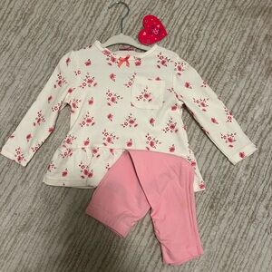 NWT pink floral top and legging set